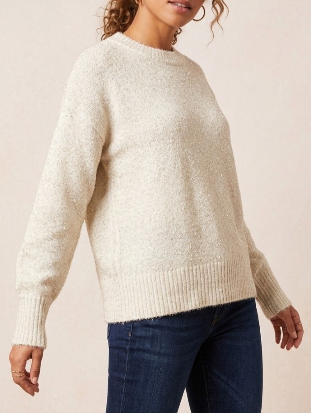 Maurices Cozy Glitter Shimmer Knit Long Sleeve Pullover Sweater Size XS